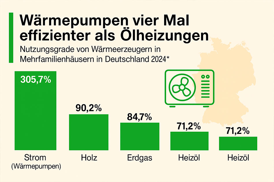 Effizienz-Vergleich: Öl vs. Wärmepumpe